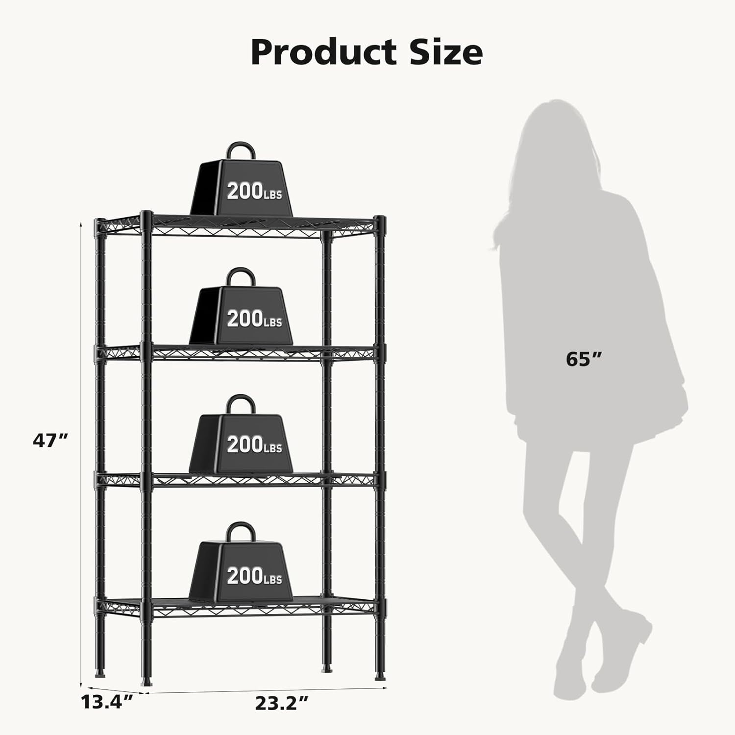 4-Tier Metal Wire Storage Shelves, Adjustable Standing Storage Rack Shelf, Heavy Duty Steel Shelving Unit Organizers