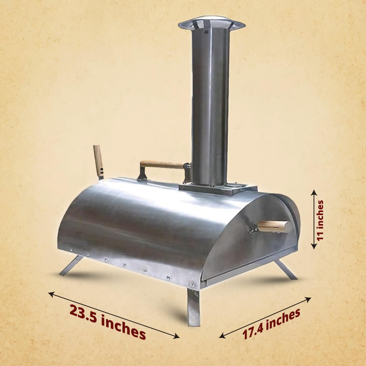 Portable Wood-Fired Pizza Oven Kit, 800°F, 13" Stone