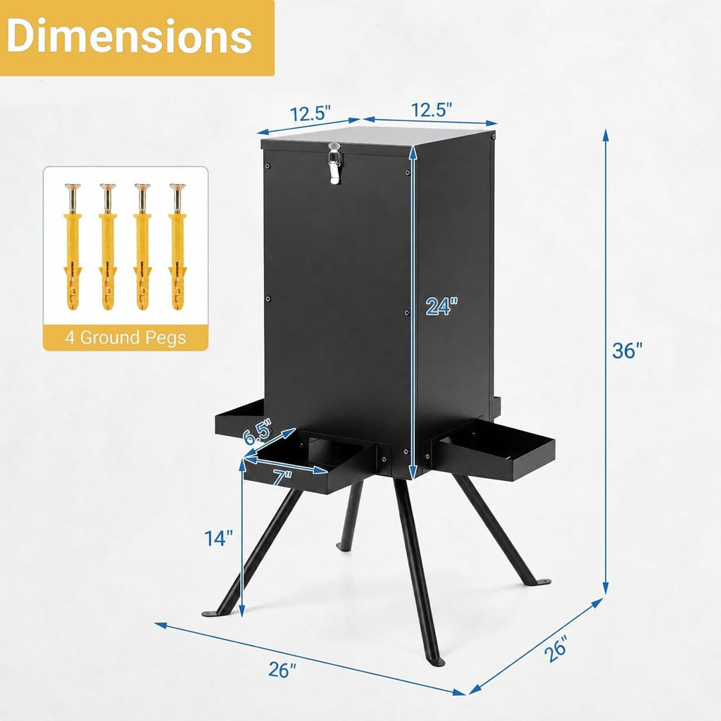 90LBS Deer Feeder, Gravity Deer Feeders with 4 Trays, Heavy Duty