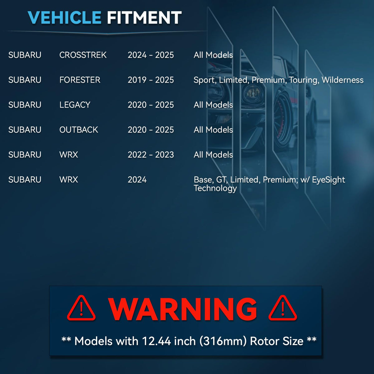 Front Brake Kit for Subaru Forester Outback Legacy Crosstrek