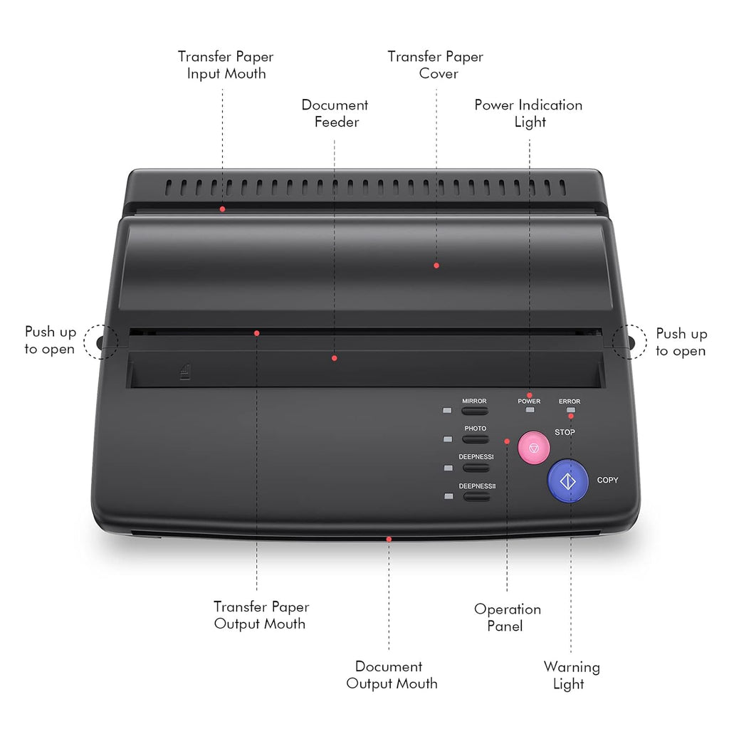 Tattoo Stencil Machine Thermal Copier Tattoo Stencil Printer with 20pcs Transfer Paper for tattooing Artists (Black)