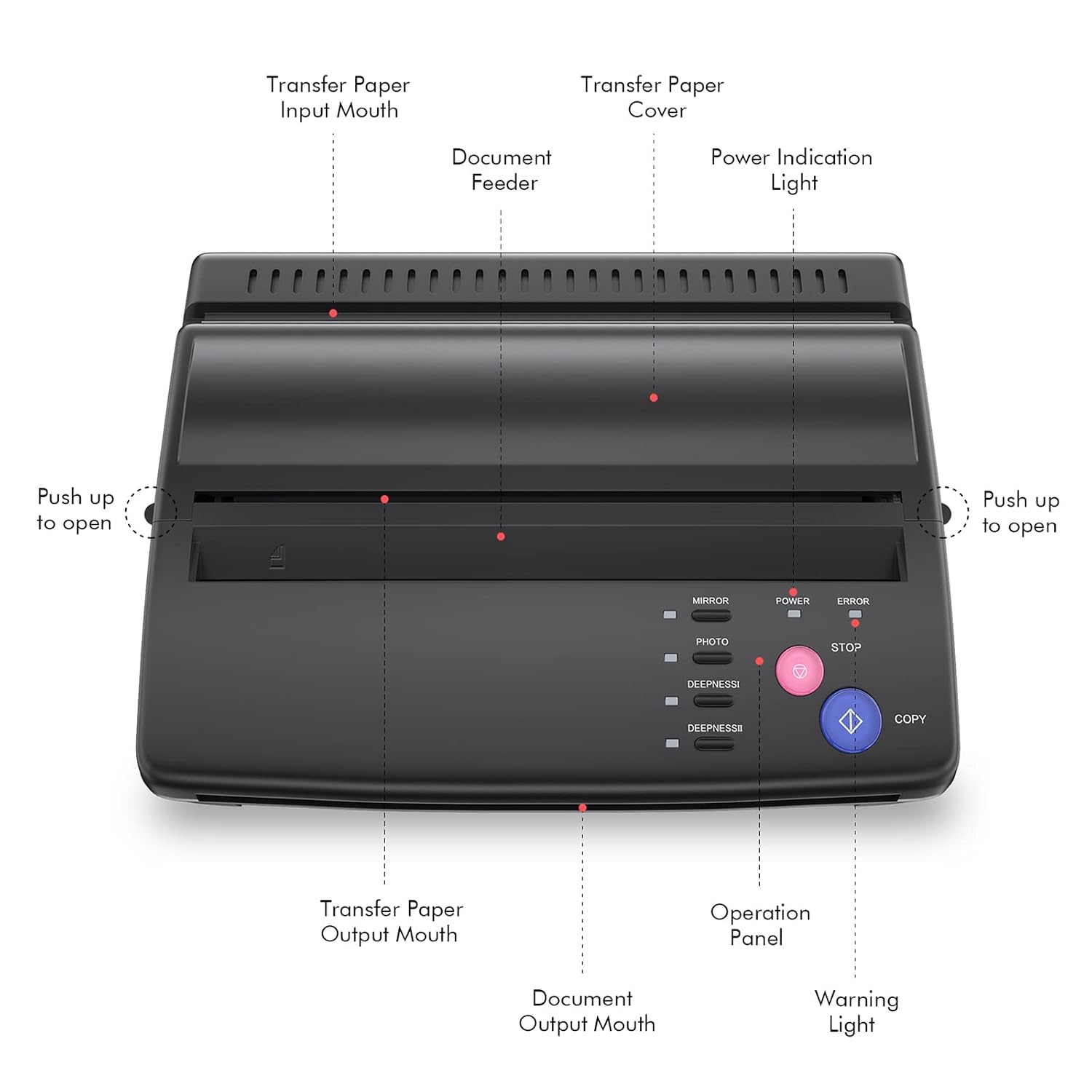 Tattoo Stencil Machine Thermal Copier Tattoo Stencil Printer with 20pcs Transfer Paper for tattooing Artists (Black)