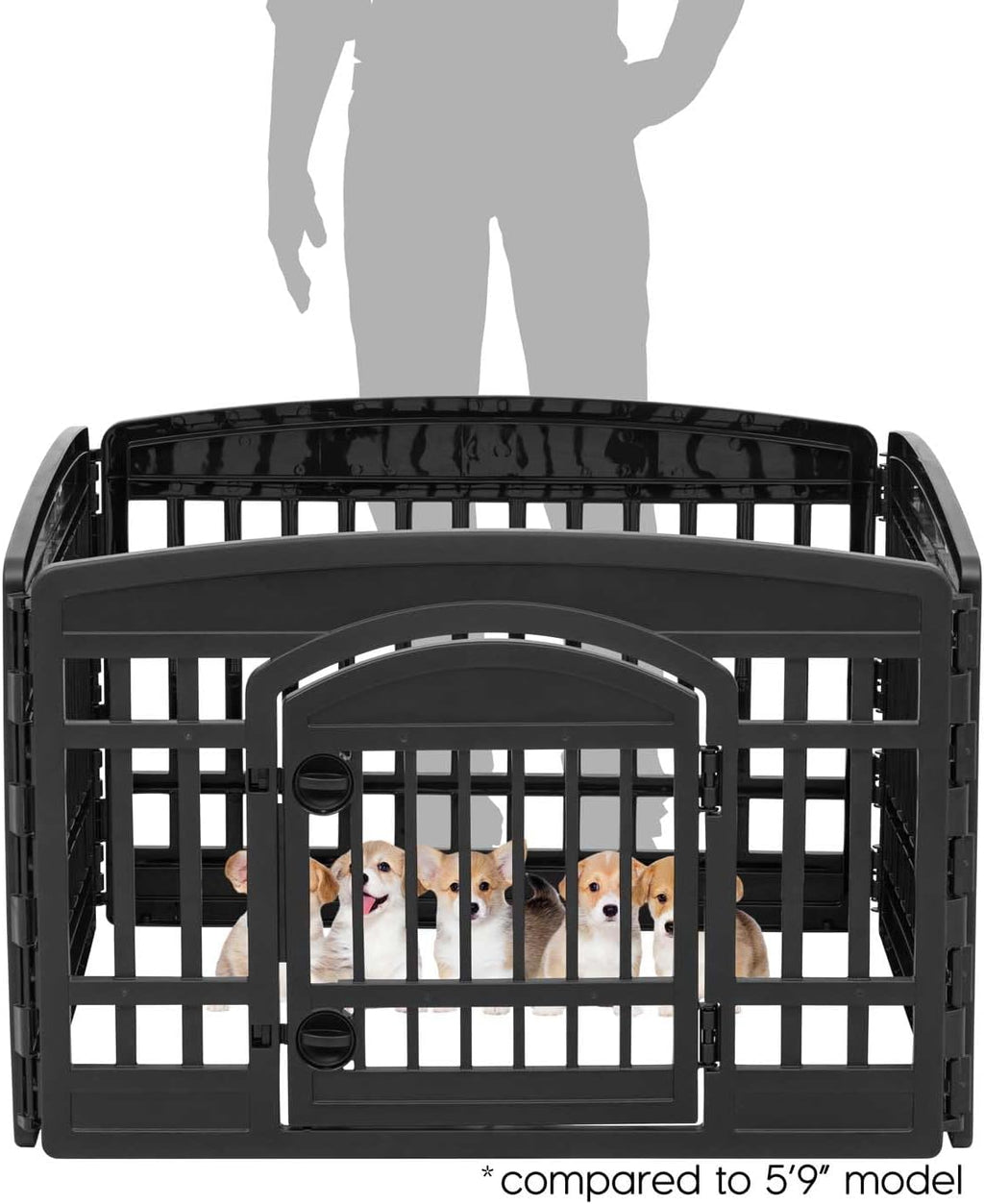 Dog Playpen with Door, 24” 4 Panel Pet Exercise Pen – Indoor Outdoor Puppy Play Pen, Portable Plastic Pet Fence for