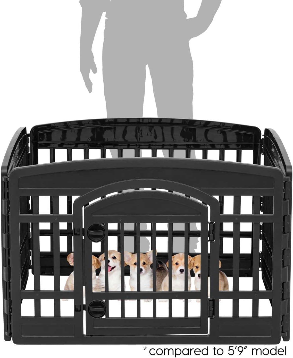 Dog Playpen with Door, 24” 4 Panel Pet Exercise Pen – Indoor Outdoor Puppy Play Pen, Portable Plastic Pet Fence for