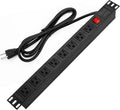 Power Strip Surge Protector Rack-Mount PDU, 8 Right Angle Outlets Wide-Spaced, Mountable Power Strip Heavy Duty for