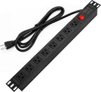 Power Strip Surge Protector Rack-Mount PDU, 8 Right Angle Outlets Wide-Spaced, Mountable Power Strip Heavy Duty for