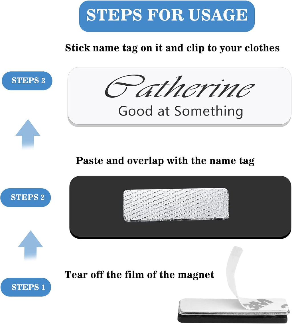 Magnetic Name Tags, 20-Pack Engravable Name Badge with Magnetic Backing, Reusable Name Tags(1" X 3")