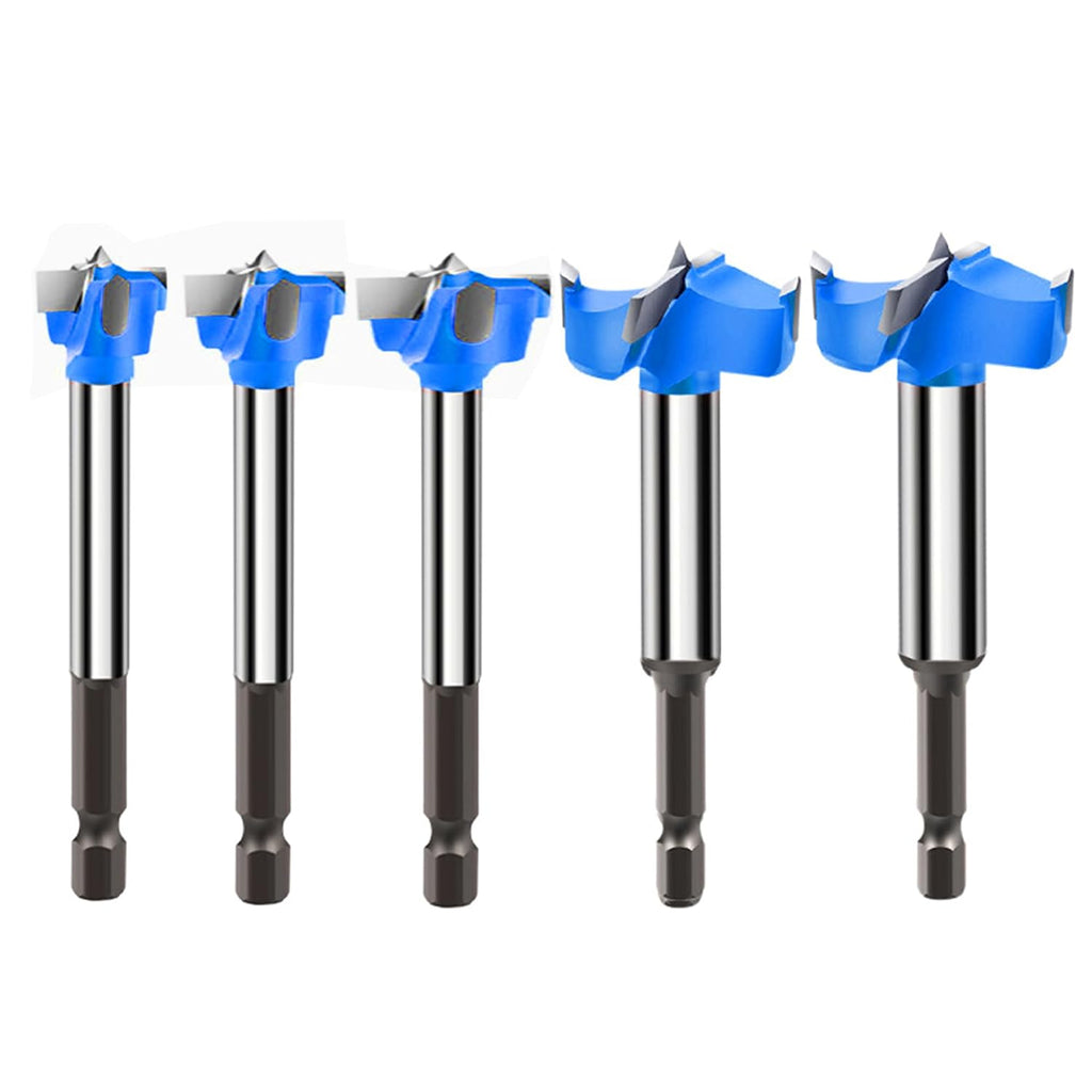 Forstner Drill Bits for Precise Woodworking, 5/8"-1-3/8" Carbide Forstner Bit Set for Wood Plastic Plywood with Hex