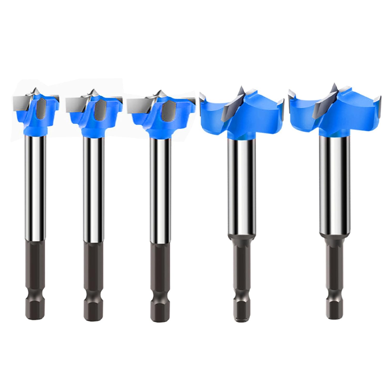 Forstner Drill Bits for Precise Woodworking, 5/8"-1-3/8" Carbide Forstner Bit Set for Wood Plastic Plywood with Hex