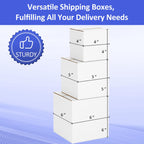 12 Pack Small Shipping Boxes Assorted Sizes, 4x4x4 & 5x5x5 & 6x6x6 4 PCS Each Small Boxes, White Corrugated Box