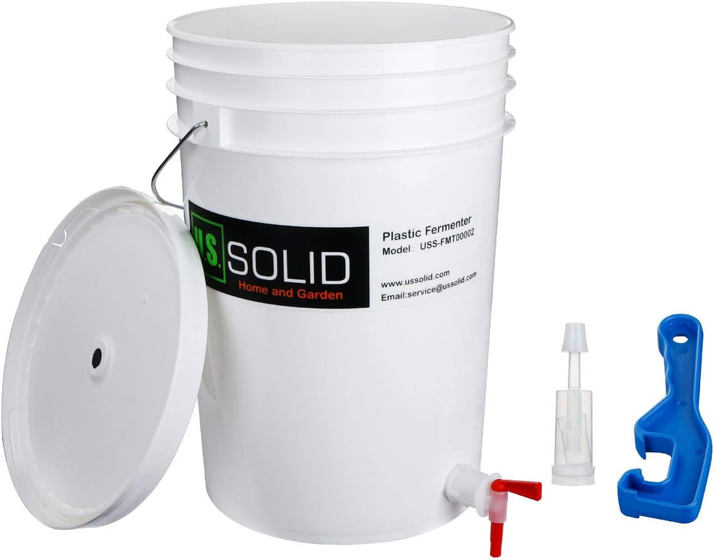 2-Pack Plastic Fermenter - 6.5 Gallon Food-Grade Fermenting Bucket Homebrewing Fermentor with Spigot and Airlock