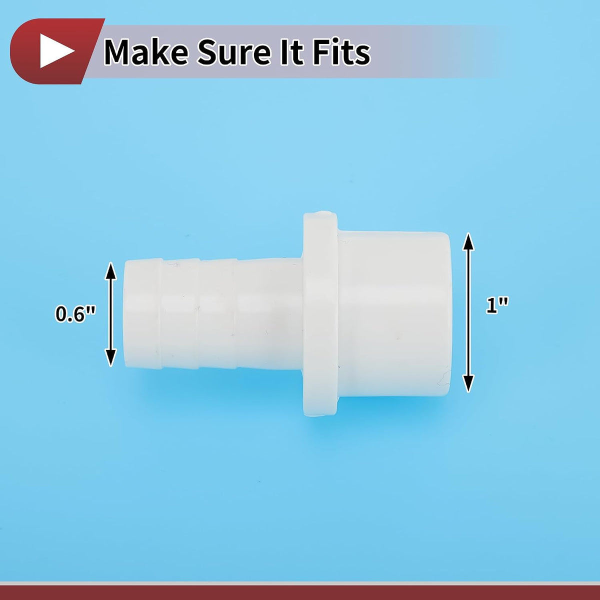 Plastic Hose Barb Fitting 1" x 5/8" Barb OD Straight Through Pipe Connector White 5 Pcs