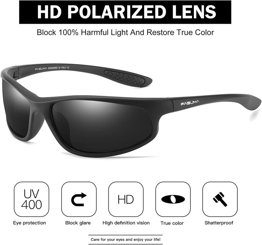 Polarized Sports Sunglasses For Men UV400 Protection | Cycling Driving Fishing