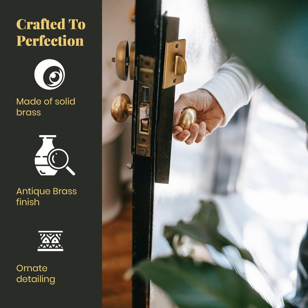 Mechanical Doorbell, Solid Brass, Antique Brass Finish | 2 6/7 x 1 3/5" Exterior Plate, 4 3/5 x 3 1/3" Wireless