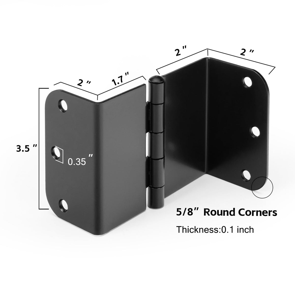 3 Pack Offset Hinges Matte Black 3.5 Inch with 5/8" Radius Corner