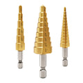 OSTTE Step Drill Bits 3Pc, HSS Titanium Coated Step Drill Bit Set for Wood