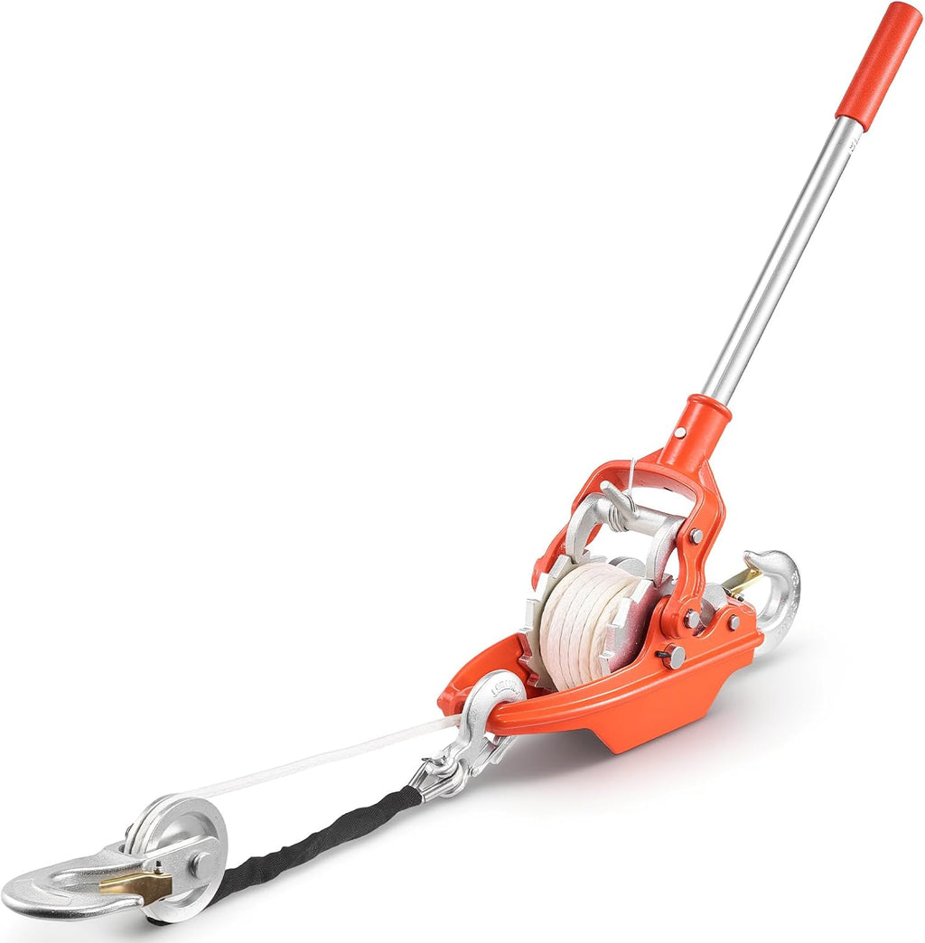 Rope Puller, 6614 lbs Pulling Capacity, Heavy Duty Ratchet Power Puller Tool with 35 ft of 0.3 in Diameter Rope & 2