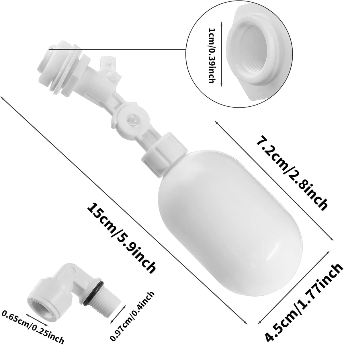 4 Pcs Float Ball Valve, Adjustable Plastic
