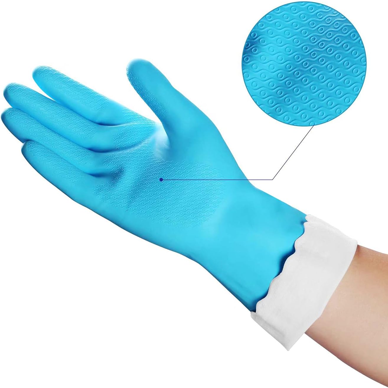 Household Cleaning Gloves - 2 Pairs Reusable Kitchen Dishwashing Gloves with Latex Free, Cotton lining, Waterproof