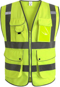 9 Pockets Class 2 High Visibility Reflective Safety Vest for Men Women,Meets ANSI/ISEA Standard
