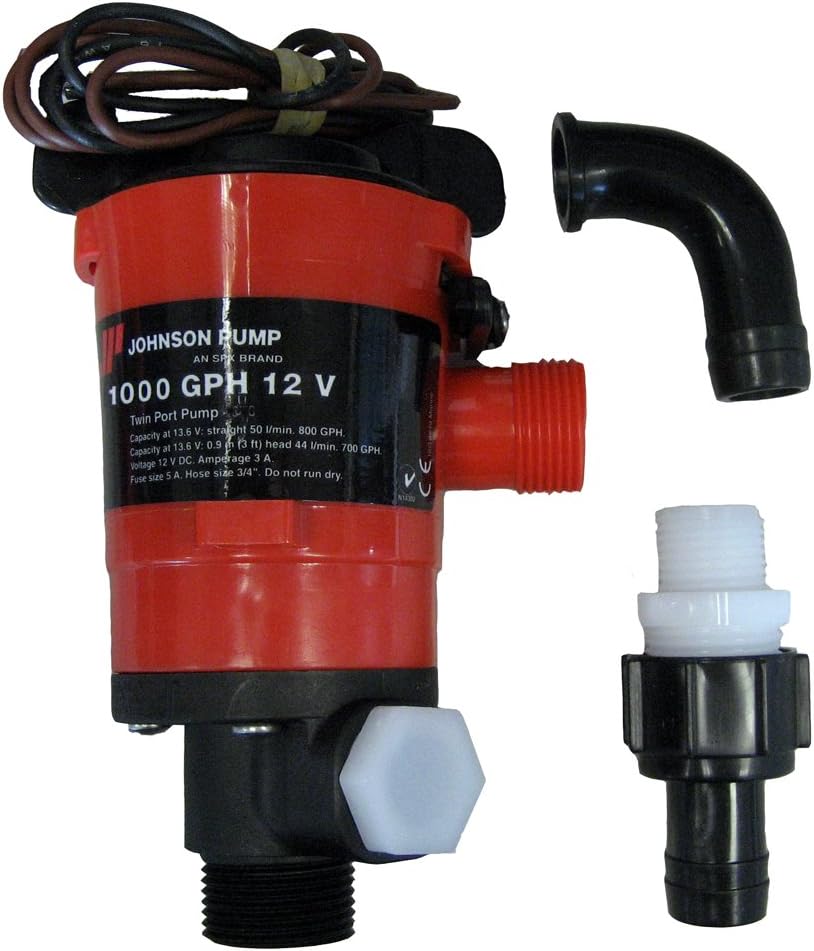 Johnson Pumps 48903 1000 GPH Aerator/Livewell Pump, Black