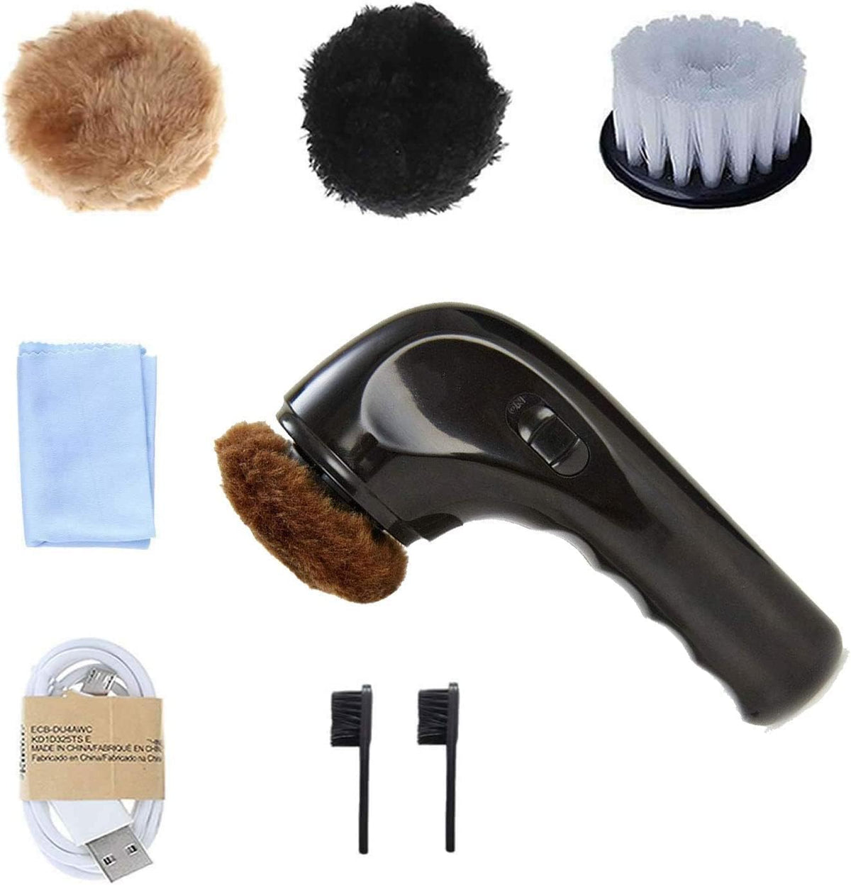 Electric Shoe Polisher, Cordless Shoe Shine Kit - Portable Leather Care Brush & Dust Cleaner for Shoes, Boots, Bags