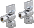 LD Valve -1/4 Turn Angle Stop Valve 1/2-in FIP Iron Pipe x 3/8-in OD Compression, Quarter Turn LF Brass Chrome Plated