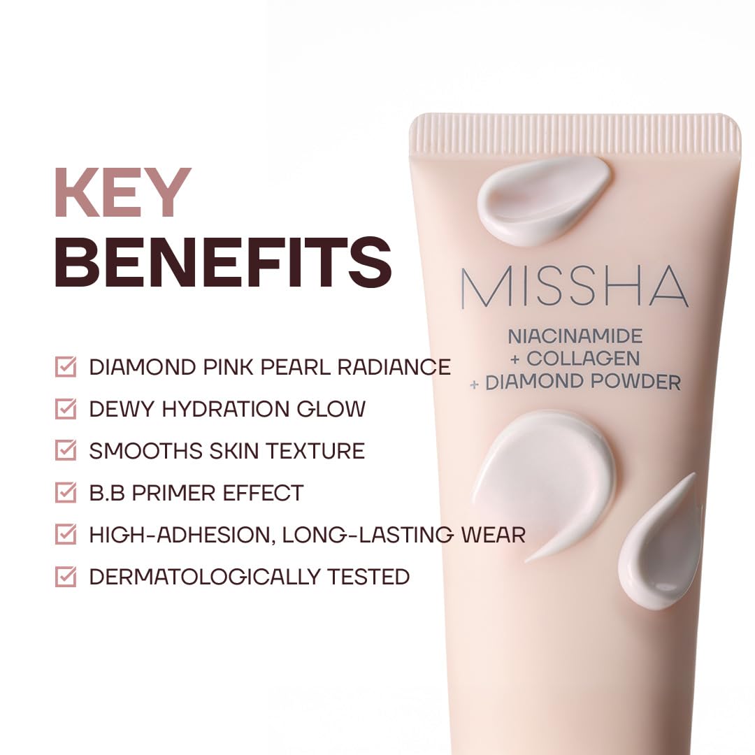 M BB Boomer Face Primer, Korean Dewy Glow Makeup Base 1.35 oz