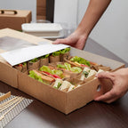 17.7 x 12.2 x 3.2 Inch Catering Trays, 10 Grease-Resistant Catering Boxes - Cover With Window Included, Side Lock