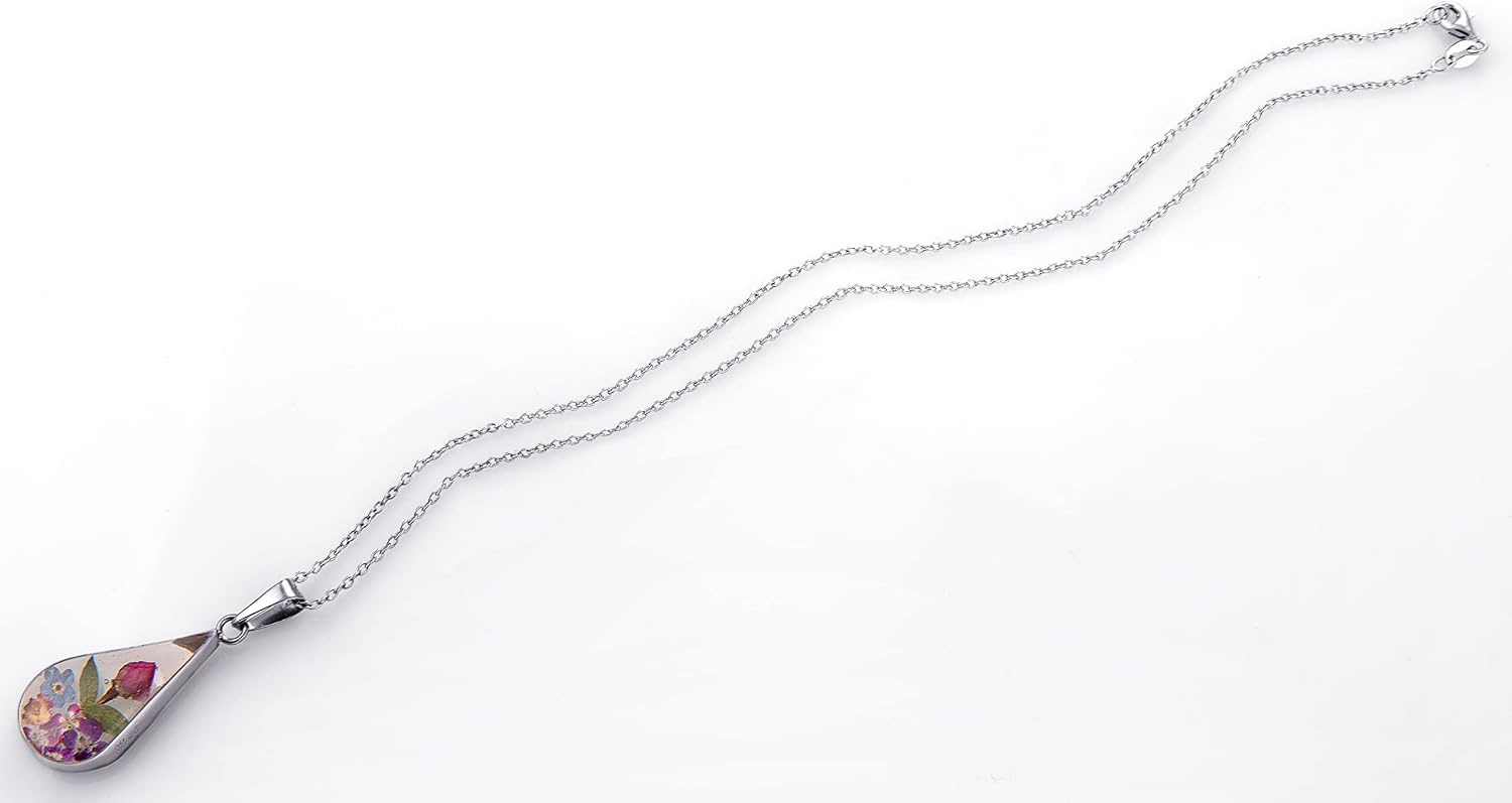Sterling Silver/Gold Over Sterling Silver Pressed Flower Pendant Necklace