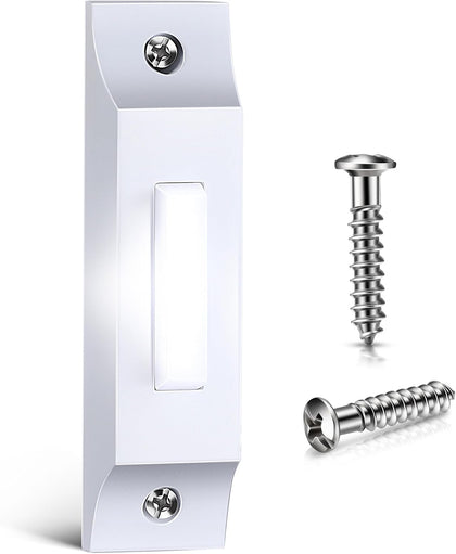Lighted Wired Doorbell Button, Metal Wall Mount Push Button, White | Heavy-duty metal wired doorbell button with LED