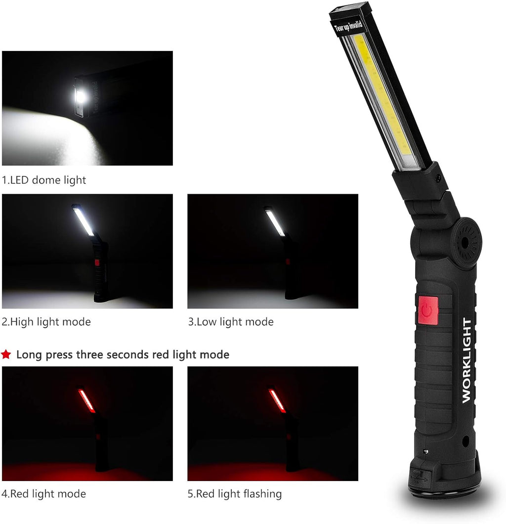 Tool Gifts for Men 2Pack Rechargeable LED Work Lights with Magnetic Base, 360° Rotation,Versatile Lighting for