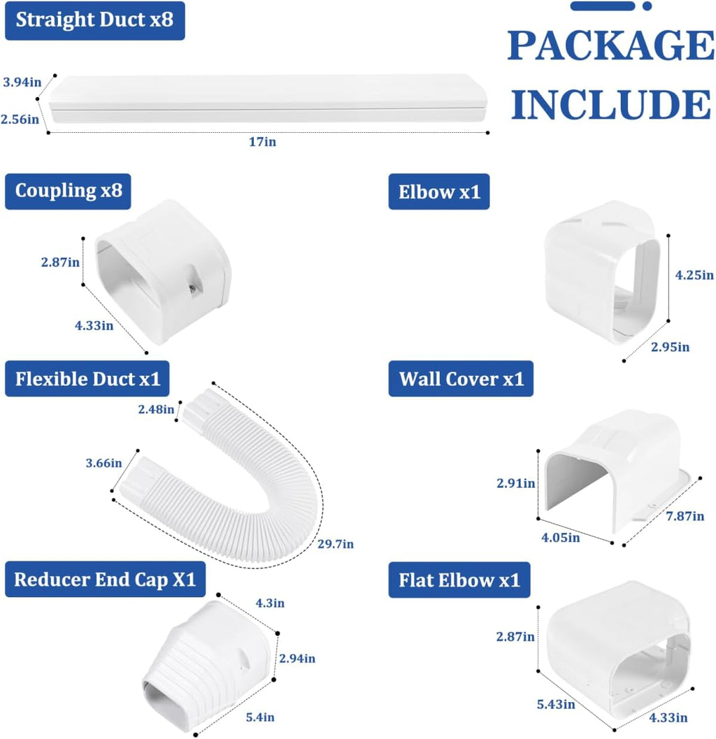 13.5ft Mini Split Line Set Cover 4" PVC for AC & Heat Pump White | Premium PVC & ABS; UV-resistant; snap-on for quick