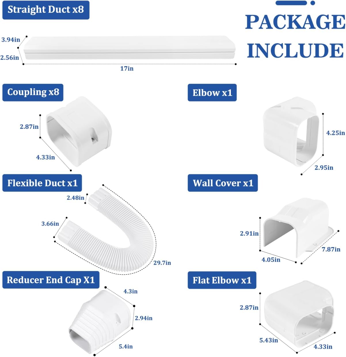 13.5ft Mini Split Line Set Cover 4" PVC for AC & Heat Pump White | Premium PVC & ABS; UV-resistant; snap-on for quick