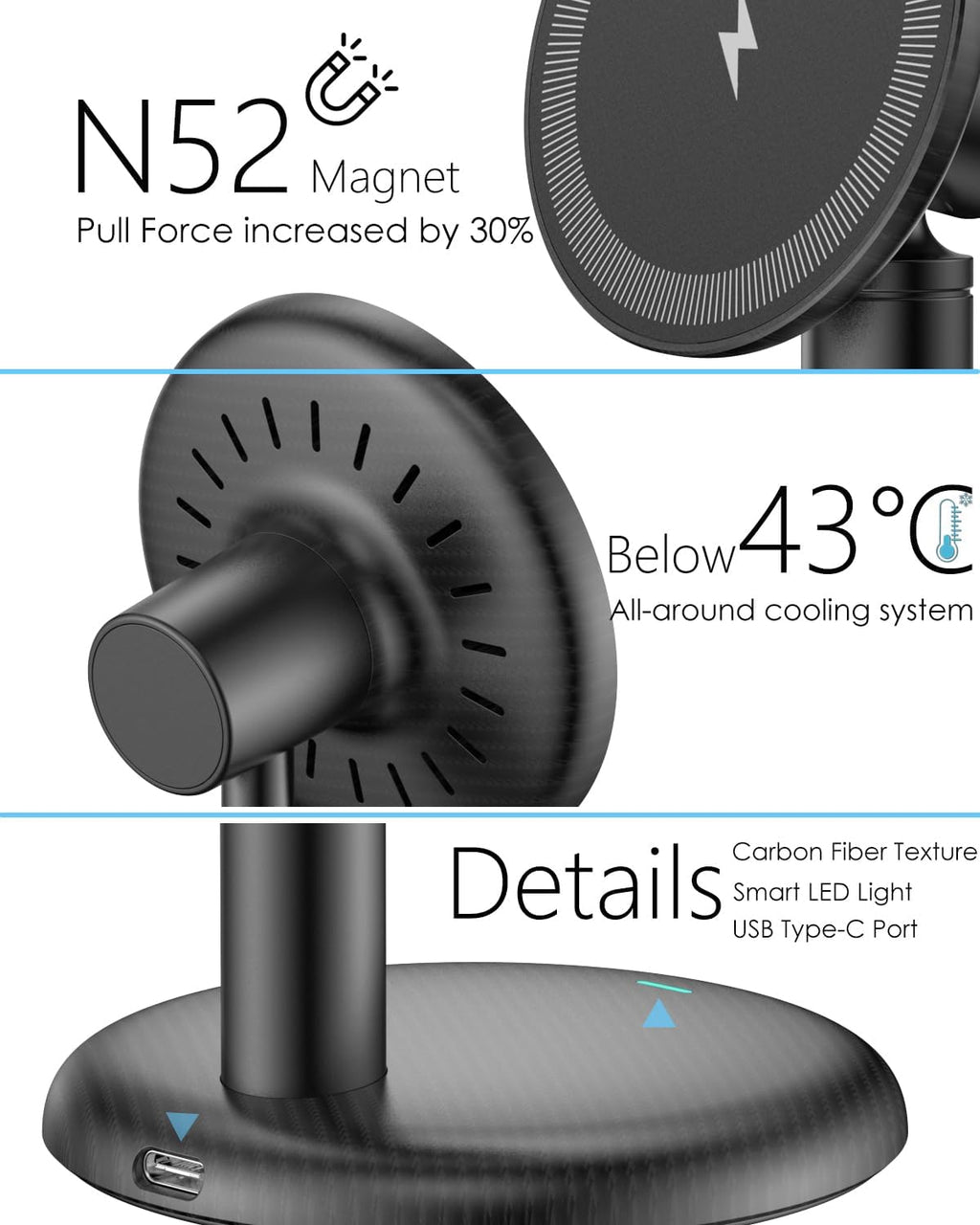Mag Safe Charger Stand for iPhone 17/Air/16/15/14/13/12,15W Fast Charging | Magnetic Wireless Charger Compatible with
