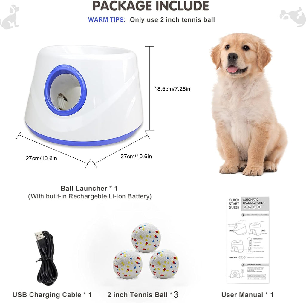 Automatic Ball Launcher, Hands‑free Dog Ball Thrower, Adjustable Distance Dog Fetch Machine (19-45FT), Suitable for