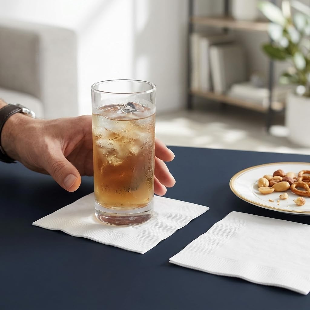 White Bar Napkins 1000 Count, Absorbent Cocktail & Beverage Paper