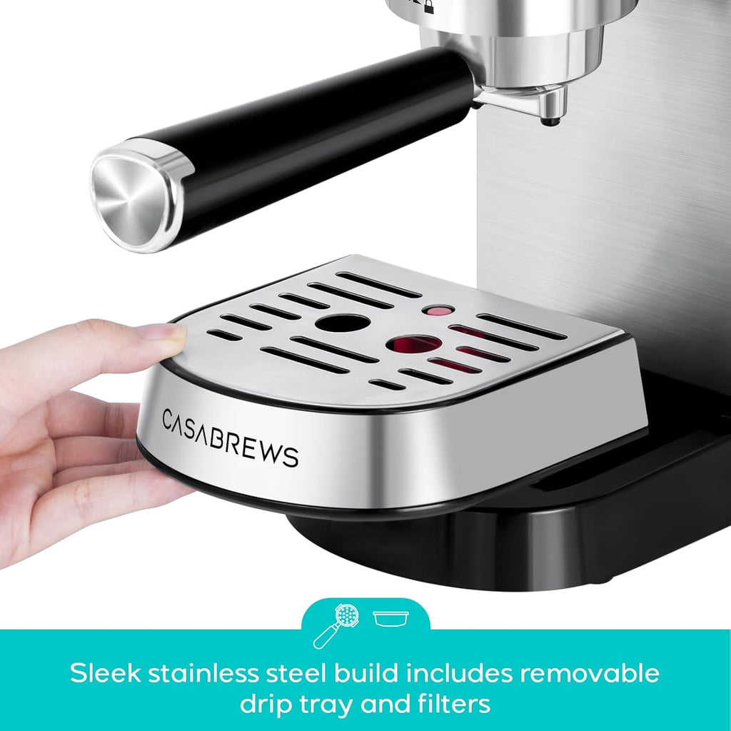 CM5418 Compact Espresso Machine with Milk Frothing Steam Wand | Stainless Steel, 20-Bar Pump, Built-in Pressure