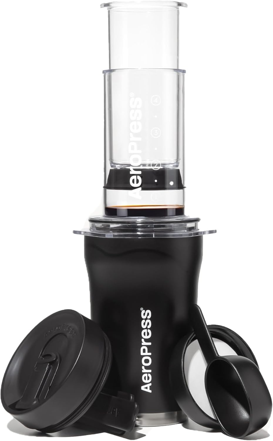 Go Plus, Small Portable Coffee Maker Kit, Travel, Camping & Office, All-in-One French Press, Pour-Over & Espresso