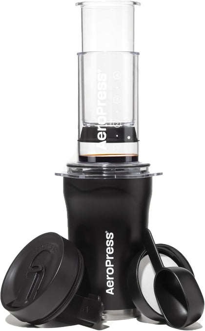 Go Plus, Small Portable Coffee Maker Kit, Travel, Camping & Office, All-in-One French Press, Pour-Over & Espresso