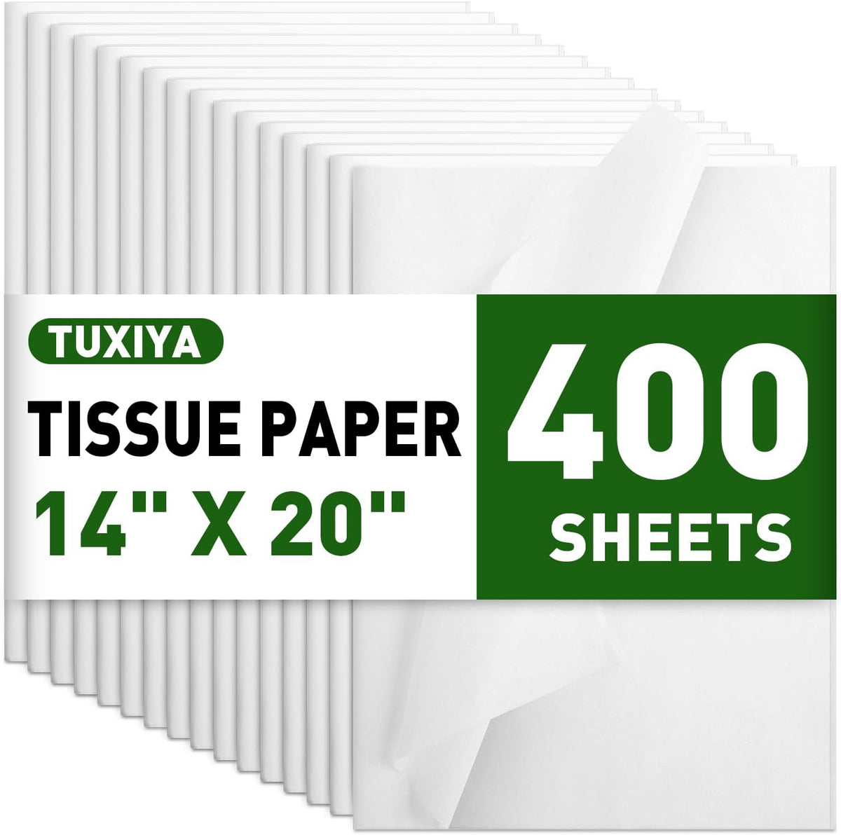 400 PCS White Tissue Paper Bulk,14"x20" Tissue Paper for Gift Bags