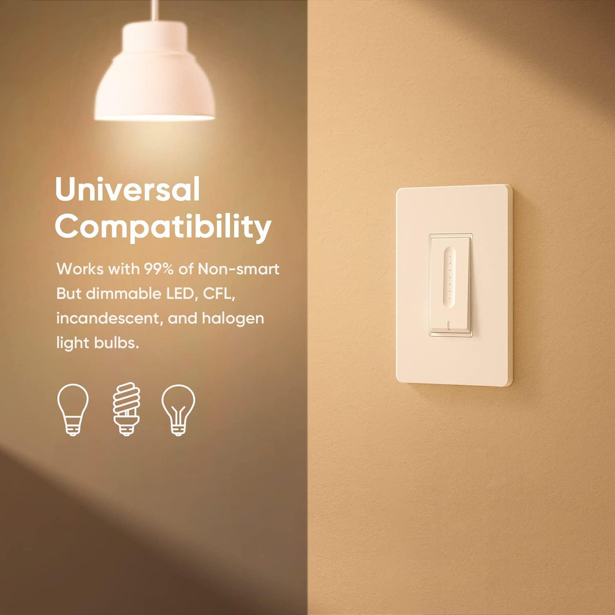 Smart Dimmer Switch 4 Pack, Single Pole Smart Switch Works with Alexa and Google Home, Neutral Wire Required, 2.4GHz