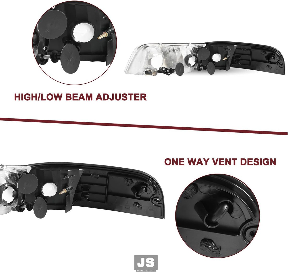 JSBOYAT Halogen Headlight 4pcs for 1998-2011 Ford Crown Victoria