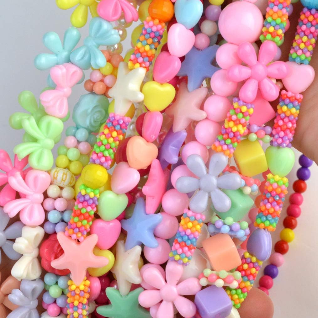 20Pcs Princess Necklace Bracelet Set, Teenager Costume Jewelry Play Jewelry for Women Dress Up Pretend Play Party Favors