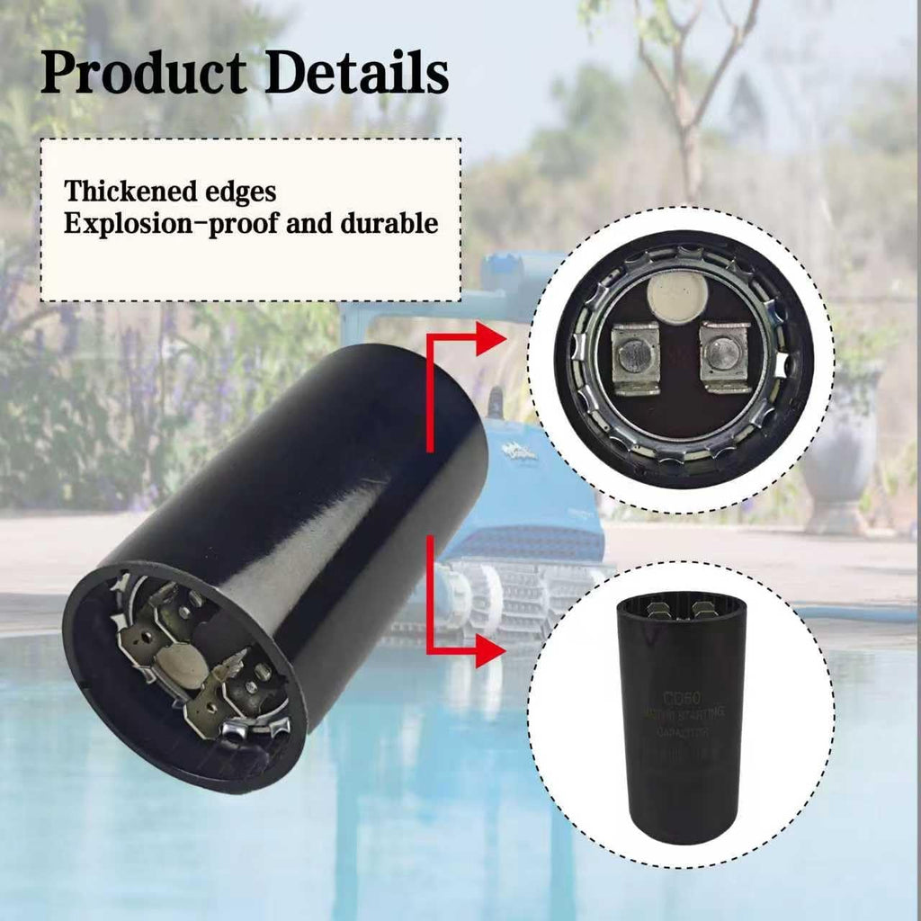 Pool Pump Motor Start Capacitor 161-193 uF 110-125 VAC 50/60 Hz CD60