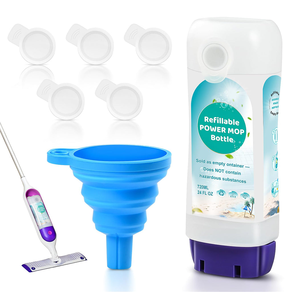 720ml Reusable Solution Bottle for Swiffer Powermop Mop, Leak-Resistant Lock