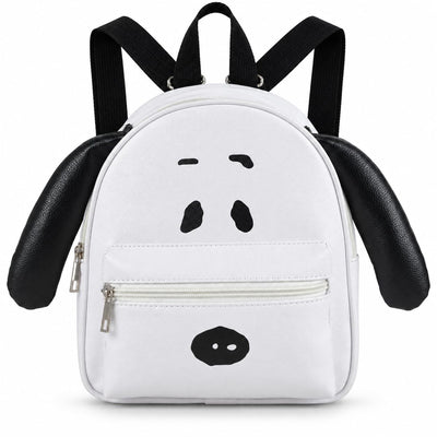 Snoopy Big Face Purse Backpack with 3D Ears, Peanuts 10 Inch Shoulder Bag With Adjustable Straps, Faux Leather