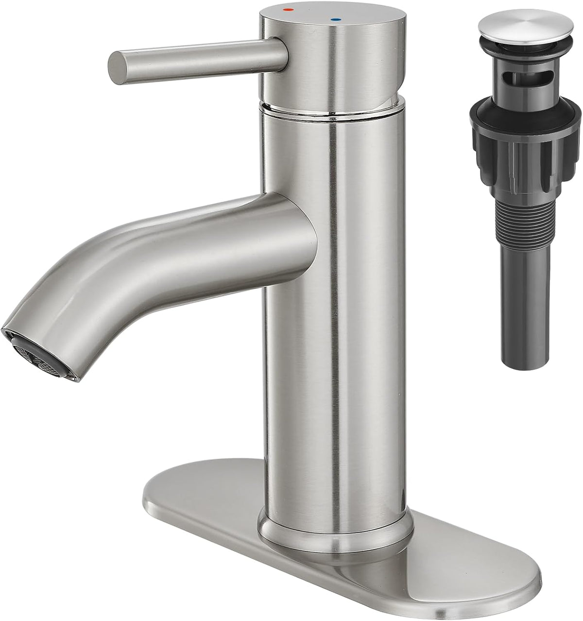 Brushed Nickel Bathroom Faucet Single Handle Bathroom Vanity Sink Faucet with Pop-up Drain, Rv Lavatory Vessel Faucet