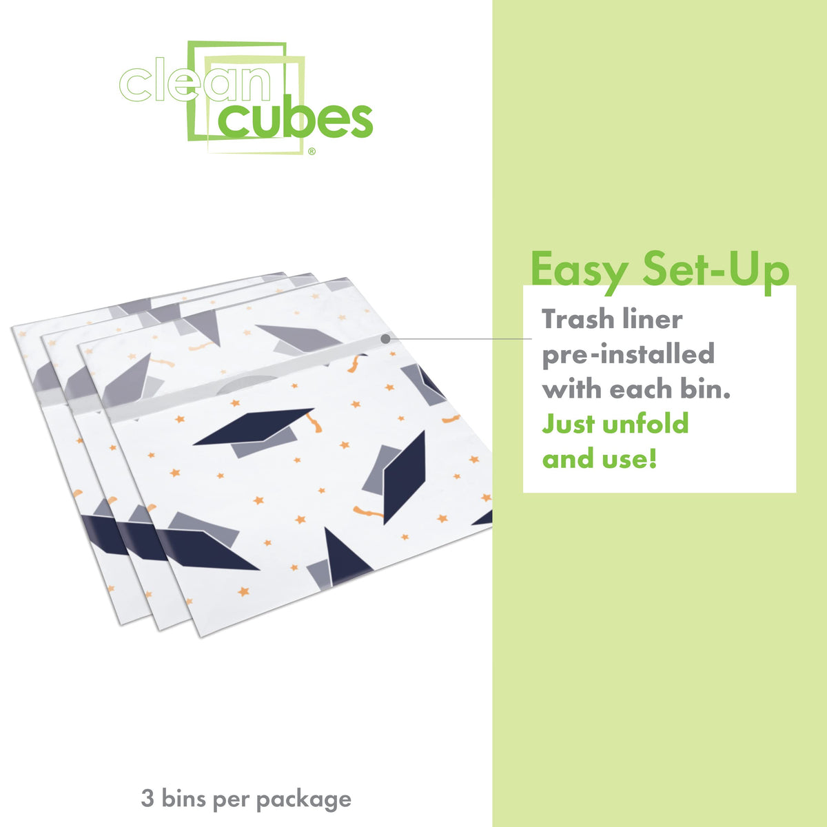 13 Gallon Disposable Pop-Up Trash Cans, 3-Pack (Graduation)