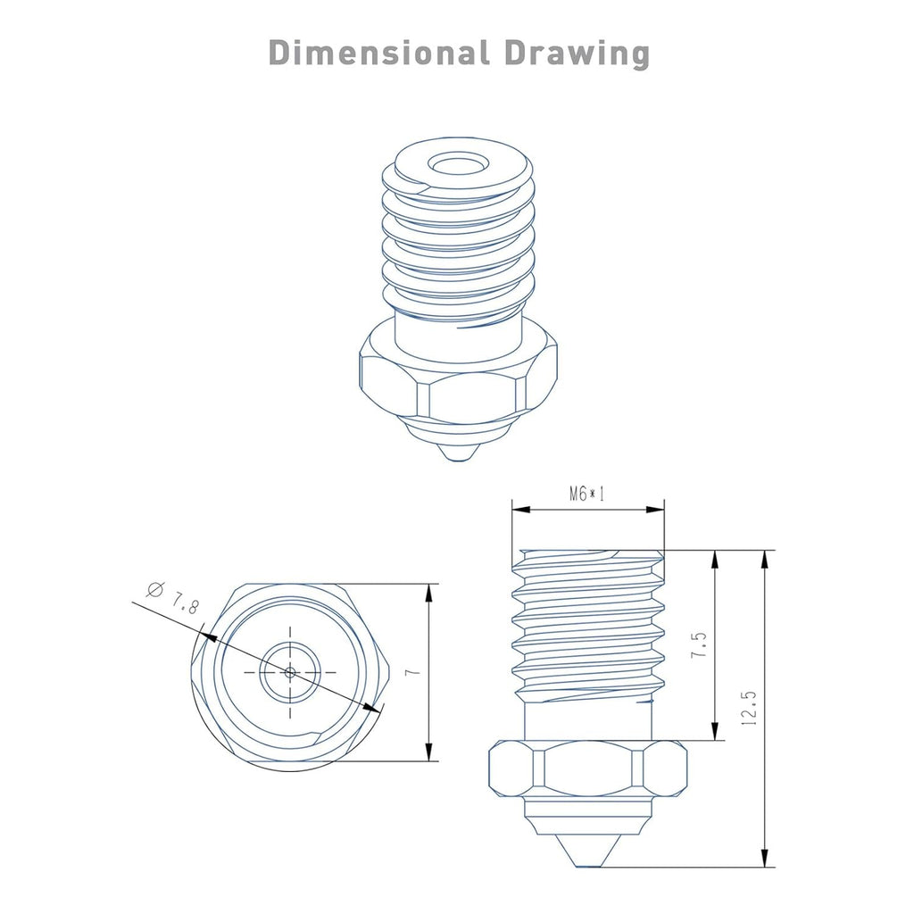 Upgrade M6 Bimetal Nozzle 0.8mm Hardened Steel Plated Copper Compatible with V5 V6 Hotend Prusa I3 MK3S Anycubic Mega